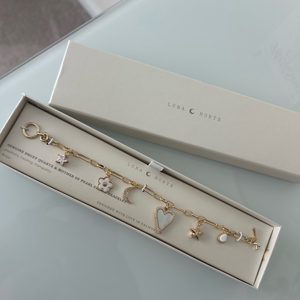 Luna Norte Mother Of Pearl Gold Charm Bracelet 65$